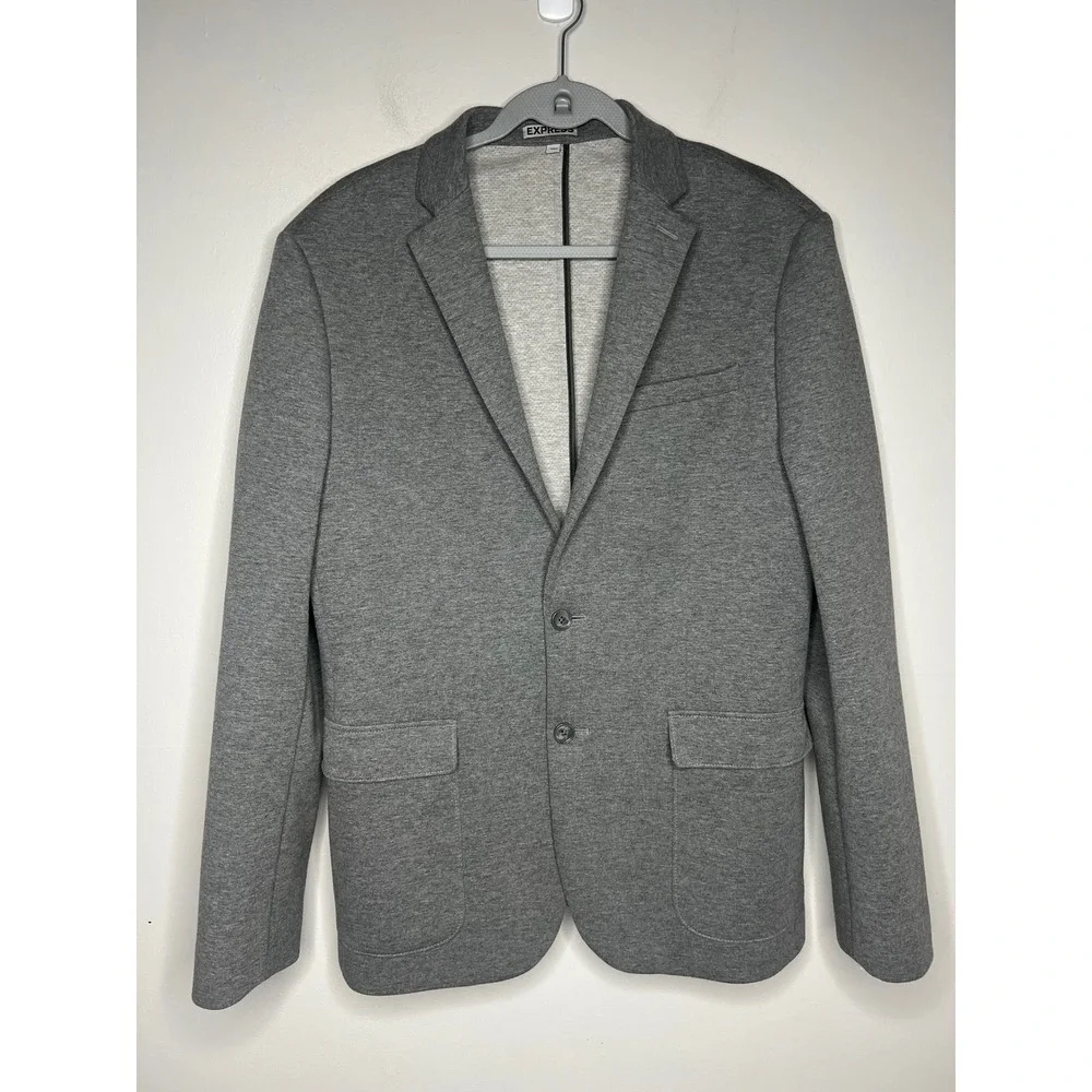 Express‎ Photographer Slim Fit Blazer 40R Gray Knit Sport Coat 2 Button Jacket